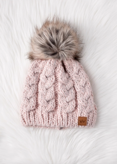 Cable Knit Beanie in BLUSH